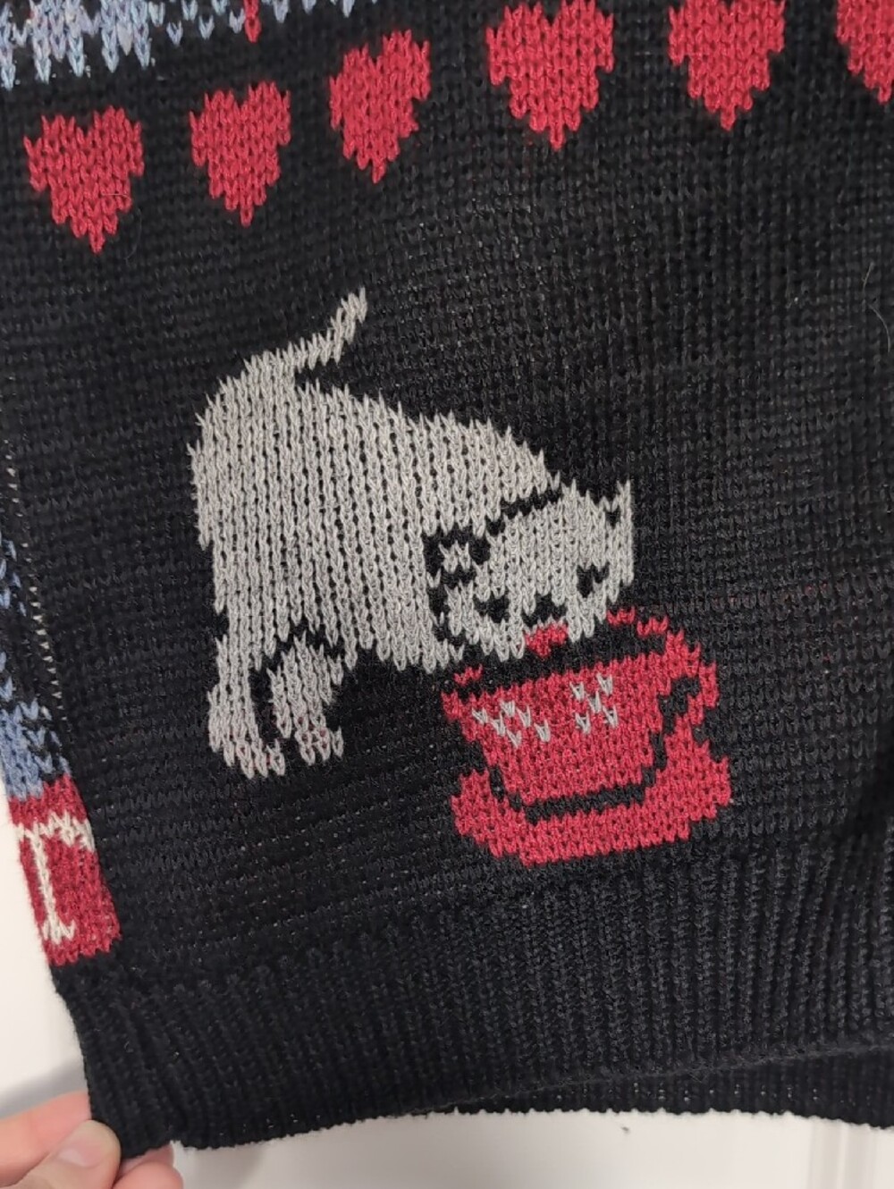 Sweater Loft Cute Cat Patchwork Knit Vest Knit Size Large - Picture 5 of 11